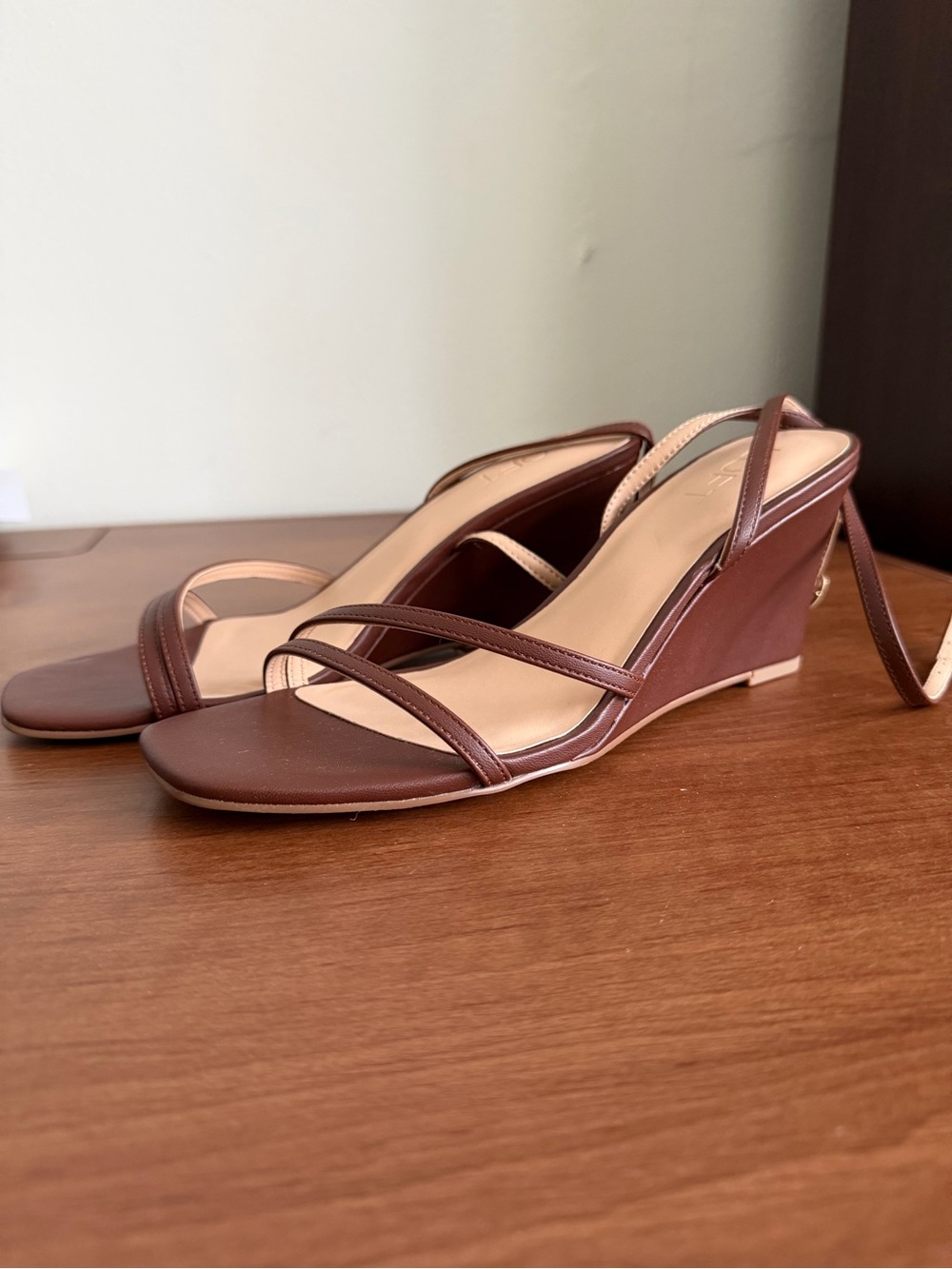 LOFT Brown Strappy Wedge Sandals